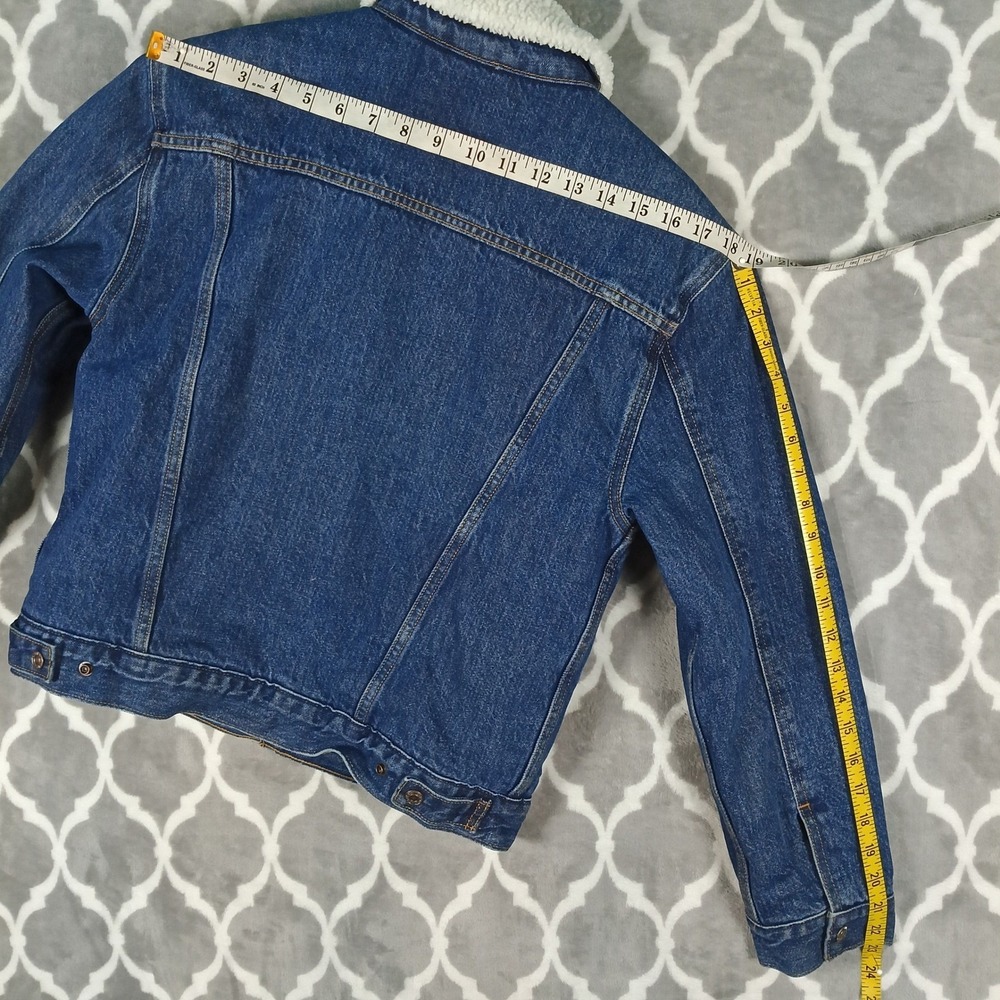 Levis Trucker Jacket Men Small Blue Denim Sherpa Lined Snap Up Western Type 3 - Picture 7 of 11